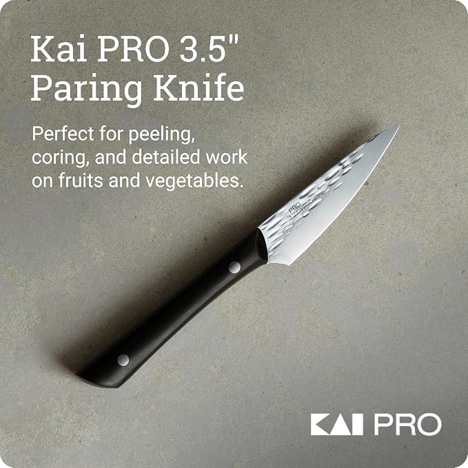 Kai PRO 3.5" Paring Knife | Hand Sharpened Vegetable & Fruit Knife, Japanese AUS6M Stainless Steel Blade, Full-Tang POM Handle