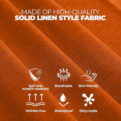 Decorelia Waterproof Round Tablecloth for Round Dining Table, Decorative Rustic Soft Wipeable Table Cloths Cover Indoor Outdoor Use for Holiday,Wedding, Kitchen (70 Inch,Round (4-6 Seats),Rust)