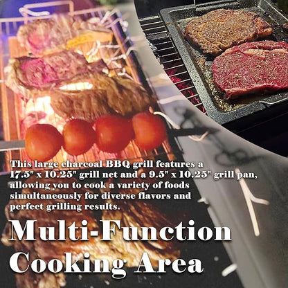 Cuisiland Heavy Duty Portable Steel Movable Charcoal BBQ Grill, Charcoal Smokers Type outdoor steel Barbecue Grill,