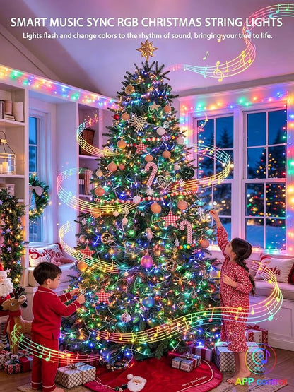JMEXSUSS 600 LED RGB String Light Outdoor, Christmas Halloween Lights | 198 Ft Color Changing Christmas Tree Lights Plug in for Bedroom Tree Room Party Birthday Decorations, Clear Wire