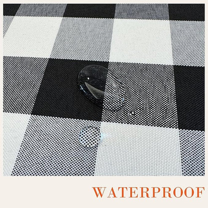 Waterproof Gingham Tablecloth, Checkered Fabric Table Cover for Kitchen Dining, Black & White Plaid Table Cloth, Rectangle Table Cloth for Indoor Outdoor Use, W60 x L102 in