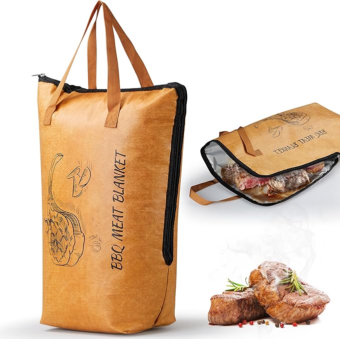 21.5in BBQ Blanket for Resting Meat, HaSteeL Insulated Brisket Resting Bag with Wide Mouth, BBQ Smoker Accessories Barbecue Tool for Brisket/Pork/Turkey, BBQ Gifts for Men