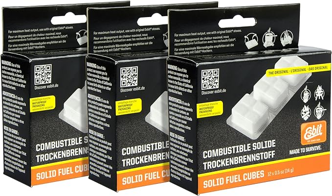 Esbit 1300-Degree Smokeless Solid 14g Fuel Tablets for Backpacking, Camping, and Emergency Prep