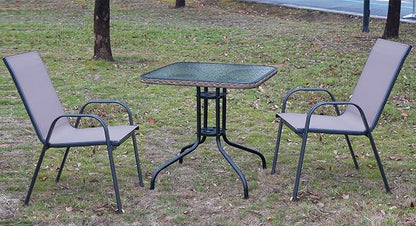 Indoor Outdoor 10 - Set of Ten Brown Restaurant Flexible Sling Stack Chairs, Patio Metal Frame Chair