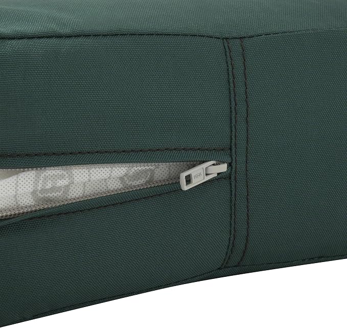Classic Accessories Ravenna Water-Resistant 23 x 23 x 5 Inch Square Patio Seat Cushion Slip Cover & Foam, Mallard Green, Lounge Chair Cushion