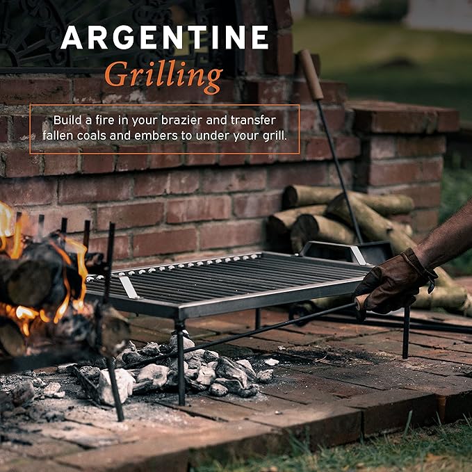 Hickory Summit Argentine Grill - Argentinian Grills - Santa Maria Grill - Argentinian Parrilla Set with all Tools Included - BBQ Parrillas Asado