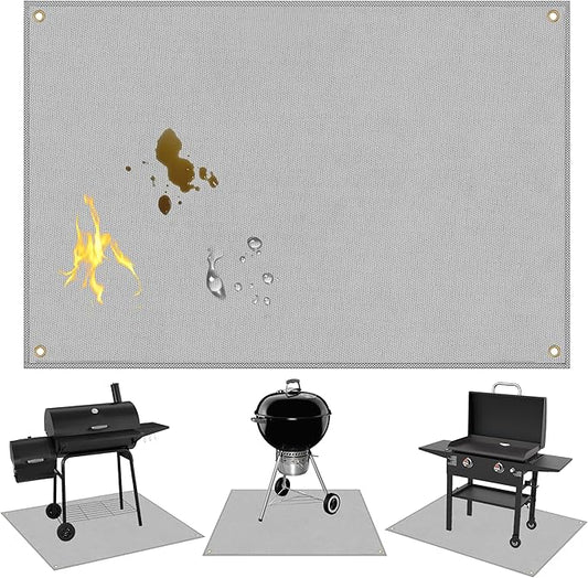 Grill Mats for Outdoor Grill Compatible with Blackstone 28 & 36in to Protect Deck and Patio, Fireproof BBQ Mat, Griddle Accessories Compatible with Blackstone Griddle, 60x48x0.04in, Grey
