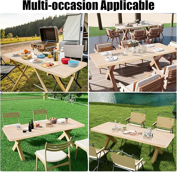 Smiry 2 Pack Rectangle Table Cloth 4 Foot, Waterproof Elastic Fitted Tablecloths, Windproof Washable Polyester Table Cover for Picnic, Camping, Outdoor (Ivory, 24"x48")
