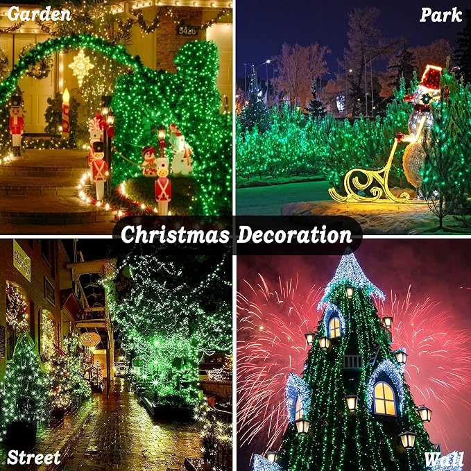 KNONEW 403ft 1000 LED Christmas String Lights Outdoor 8 Modes & Timer Fairy Light Plug in Waterproof LED Wedding Lights for Xmas Yard Tree Party Holiday Decor (Green)