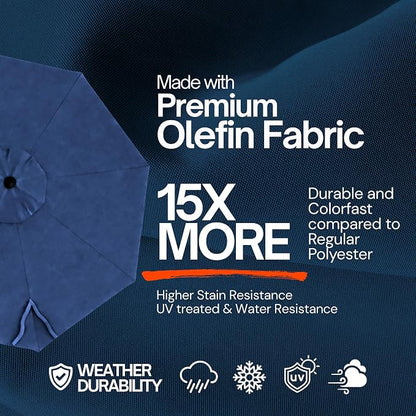 Formosa Covers 9ft 6 Ribs Market Patio Umbrella Replacement Canopy - Top Canvas - 600D UV Protective and Water Resistant Umbrella Olefin Fabric- Premium Quality Replacement Canopy Cover ONLY (Navy)