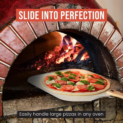 Chef Pomodoro Aluminum Metal Pizza Peel 18 Inch, Foldable Wood Handle | Pizza Paddle & Spatula for Bread, Pastries, Oven or Grill; Foldable for Easy Storage; 18x20 in Aluminum Board