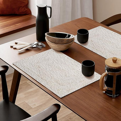Hausattire Jute Braided Placemats 13x19 Inches Set of 4 Reversible Handwoven Boho Vintage Placemats for Kitchen Dining Tables|BBQ's Farmhouse Easter Decor Indoor & Outdoor Parties|Off-White