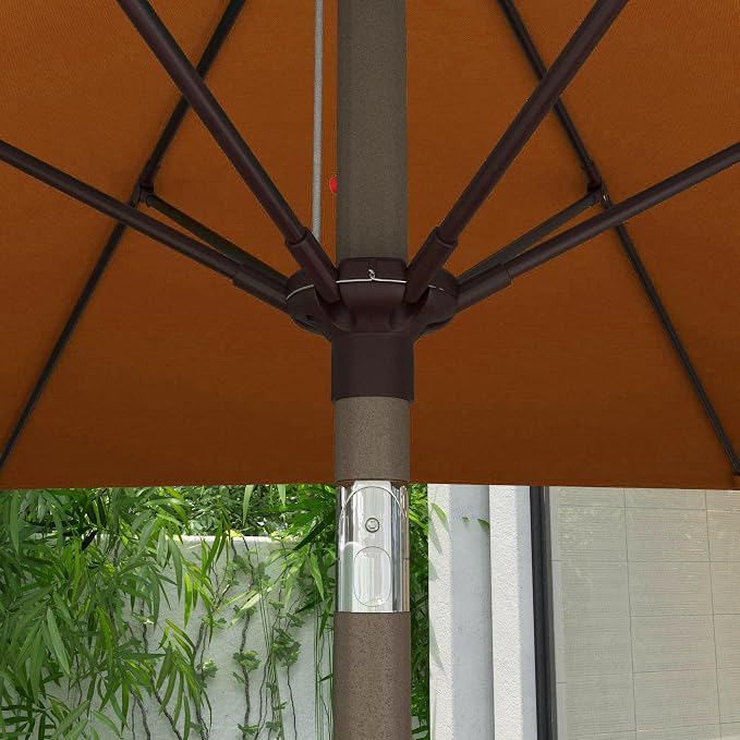 Sunline 7.5 ft Patio Umbrella with Crank & Push Button Tilt, Outdoor Market Umbrella with UV Protection & Wind Vent and Fiberglass Ribs, Metal Frame for Deck, Pool & Table, Tuscan