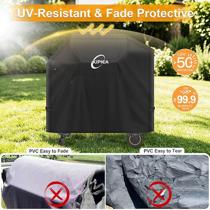 Kipiea Heavy Duty Grill Cover for Traeger Timberline 850, 600D Oxford Fabric Wood Pellet Smoker Covers Waterproof & Windproof, Pellet BBQ Grill Cover for Outside Anti-UV, No Tear, No Fading