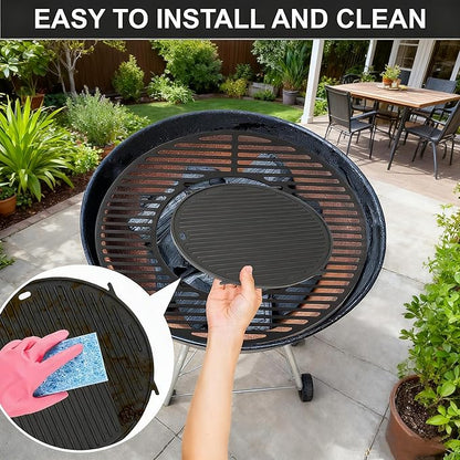8835 Round Grill Grate w/8834 Grill Griddle for Weber Platinum 22" Kettle Grills, Heavy-Duty Replacement Grill Grate for Weber Gourmet BBQ System Hinged Grate, for Recteq Bullseye Grills
