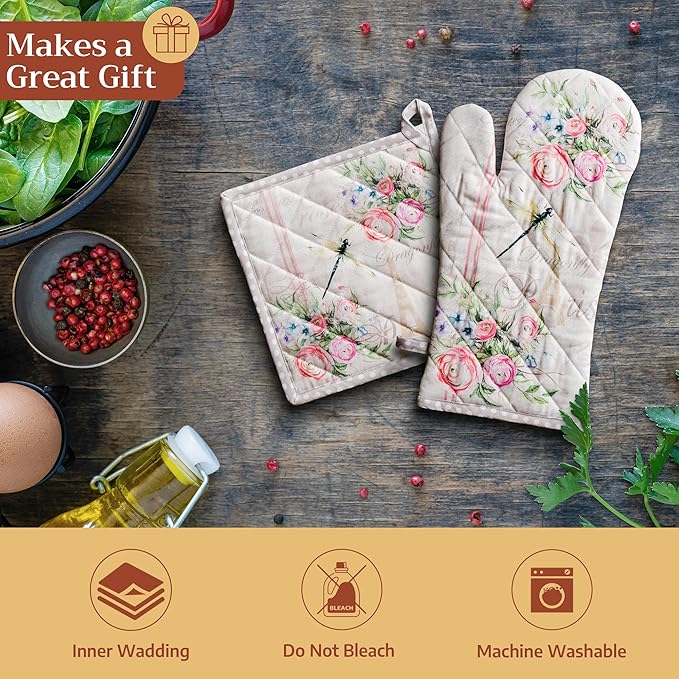 Maison d' Hermine Pot Holders 100% Cotton Heat Resistant Potholders 8" x 8" Hot Pads with Loop BBQ Cooking Baking Hotel Farmhouse Kitchen Handling Hot Pans Spring Summer (Pack of 1, Champ De Mars)