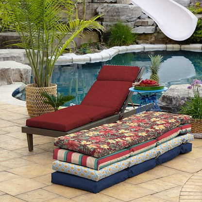 Arden Outdoor Chaise Cushion, 21 in x 72 in, Weather-Proof, Rain-Proof, Fade Resistant Patio Cushion for Chaise Lounger Ruby Red Leala | Lounge Cushion, Weather-Proof, Rain-Proof, Fade Resistant for Chaise Lounger, Mold and Mildew Resistant