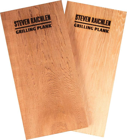 Camerons Steven Raichlen Cedar Grilling Planks - 2 Pack (5.5"x11.5") - Premium Natural Wood - Easily Infuse Smoky Flavor into BBQ Salmon, Fish, Meat, Veggies & More- Sourced in USA- Grilling Gift Idea