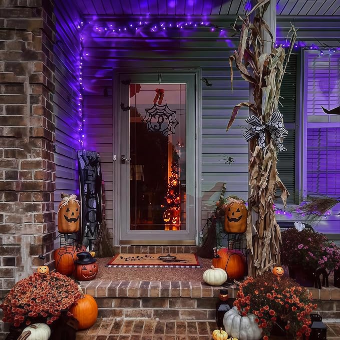JMEXSUSS 200 LED 66ft Halloween Lights, Purple String Lights Plug in | Connectable, 8 Modes, Indoor Outdoor Use, Green wire Purple Christmas Lights for Tree Party Room Garden Yard Porch Decor