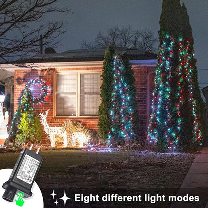 131FT 400 LED Outdoor String Lights, Red and White Christmas Lights Indoor | Plug in Waterproof 8 Modes Clear Wire String Twinkle Lights for Bedroom Outside Patio Yard Xmas Party Holiday Decorations