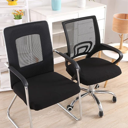 Smiry Office Computer Chair Seat Covers for Desk, Anti-dust Protector | Stretch Jacquard Removable Washable Desk Chair Seat Cushion Protectors, Black