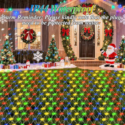 Lovelite 13ft x 13ft Net Lights Outdoor, 400LED Large Gazebo Lights 8 Modes Timer, Waterproof Connectable Christmas Mesh Light Clear Wire for Bushes Patio Pergolas Garden Holiday Party - Mulicolor