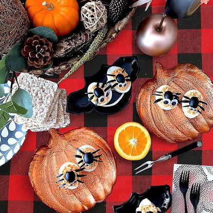B-COOL Christmas Tablecloths Plaid Tablecloth Farmhouse Buffalo Checkered Table Cover for Christmas Thanksgiving Day Halloween Party Decorations (Black and Red Checkered, 56x84 inch)