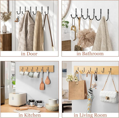 10 Pack Wall Hooks, Metal Hooks Wall Mount, Hold up to 45 Lbs | For Hanging Towel/Coat/Bag/Keys/Cups，Ideal for Bathroom, Outdoor, Closet, Kitchen, Garage