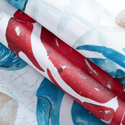 Newbridge Stone Crab Summer Vinyl Flannel Backed Tablecloth, 52 x 70 Inch Rectangle, Coastal Crab Print, Waterproof Indoor Outdoor Table Cover, Beach House Nautical Seafood Boil Patio Dining