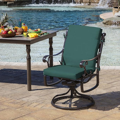 Arden Outdoor Patio Dining Chair Cushion, 20x44, Rain-Proof Seat Pad, Fade-Resistant Outdoor Cushion Peacock Blue Green Texture