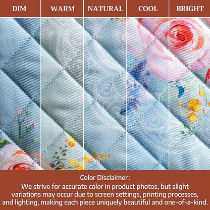 Maison d' Hermine 100% Cotton Oven Mitt & Pot Holder Set (7.5"x13" & 8"x8") Heat Resistant BBQ Cooking Gloves with Loop Baking Grilling Kitchen Hotel Home Farmhouse Spring Summer (Ibiza - Blue)