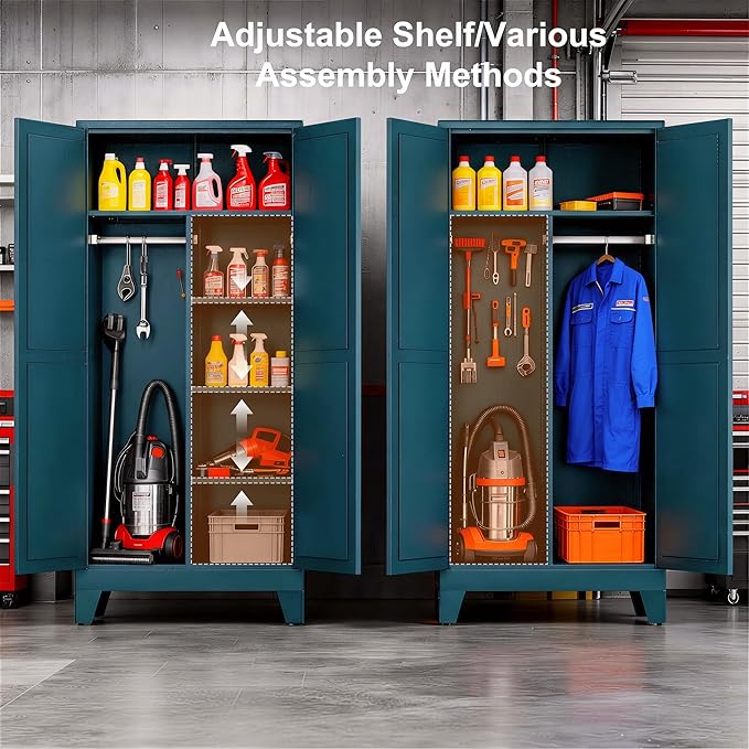71" H Metal Storage Cabinets,Garage Storage Cabinet,Tall Pantry Cabinet with Doors,Kitchen Food Storage Cabinet,Farmhouse Storage Cabinets for Kitchen, Dining Room