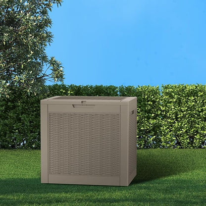 Vixzen 31 Gallon Deck Boxes Outdoor Waterproof, Lockable Outdoor Storage Bench for Patio Cushions, Garden Tools, Pool Supplies (Grey, 31 Gallon)