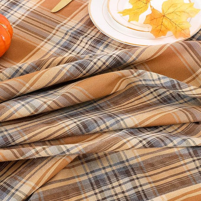 B-COOL Checkered Table Runners Plaid Fabric - 2PCS Rectangle 13x108 Inch Fall Themed Halloween Christmas Table Cloth for Indoor Outdoor Use Autumn Table Cover for Kitchen Home BBQs Parties