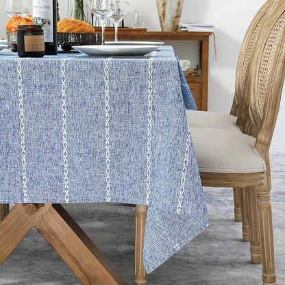 Chassic Square Tablecloth 60 x 60 Inch, Farmhouse Boho Linen Table Cloths, Wrinkle Free & Washable Tablecloths for Dining Tables, Summer Kitchen Decor - Blue