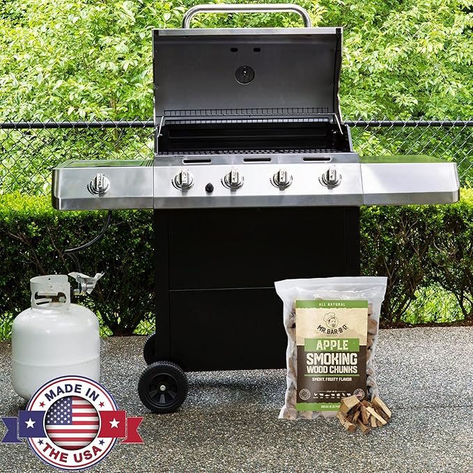 3.5 Lb. Bag Apple Wood Chunks by Mr. Bar-B-Q, Fruity Apple Flavor for Smoking, Outdoor Grilling, Backyard BBQ, Campfire, Wood Chunks for Smokers, Alternative for Charcoal Briquettes, Can be Use on Gas