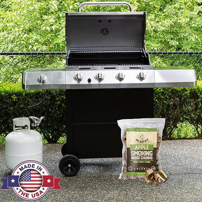 3.5 Lb. Bag Apple Wood Chunks by Mr. Bar-B-Q, Fruity Apple Flavor for Smoking, Outdoor Grilling, Backyard BBQ, Campfire, Wood Chunks for Smokers, Alternative for Charcoal Briquettes, Can be Use on Gas