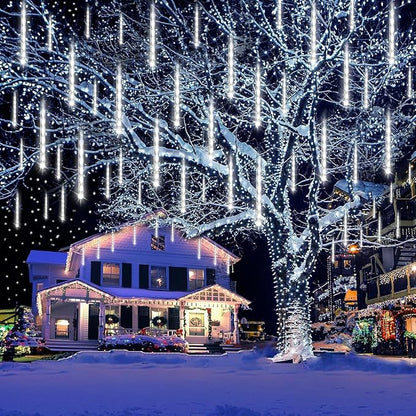 Large Meteor Shower Lights for Christmas Decorations Outdoor, 40-Tube White | Equal to 5 Sets of 8-Tubes, Waterproof Christmas Lights Outdoor for Tree Yard House Party Wedding Decor, UL Plug