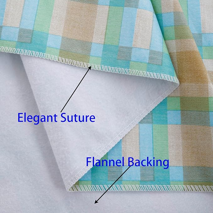 Walrus Heavy Duty Vinyl Tablecloth with Flannel Backing Waterproof Oil-Proof Plastic Table Cloth Stain-Resistant Wipeable Table Cover for Indoor and Outdoor (Multicolored Checkered,52x70 Inch)