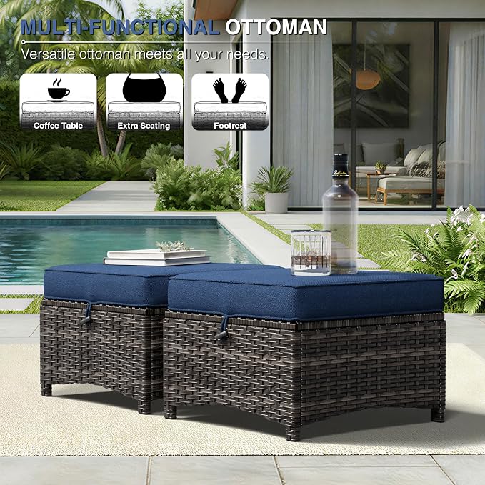Joyside Outdoor Patio Couch Set, Outdoor Wicker Sofa with High Back, Deep Seating, Wide Armrest, Thickened Cushions, Patio Sofa for Deck, Porch Use