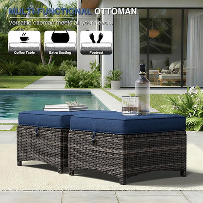 Joyside Outdoor Patio Couch Set, Outdoor Wicker Sofa with High Back, Deep Seating, Wide Armrest, Thickened Cushions, Patio Sofa for Deck, Porch Use