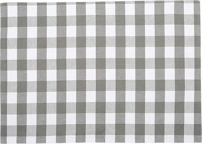 Urban VillaPlacemats for Dining Table 100% Cotton Placemats 14''x20'' Over Sized Tablemats Set of 6 Placemats Grey/White Buffalo Check Tablemats for Family Dinners Wedding PartiesPlacemats