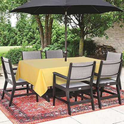 SARAFLORA Outdoor and Indoor Tablecloth -60x102 inch Yellow, Wrinkle Free Washable Waterproof Table Cloth with Umbrella Hole and Zipper Rectangle Table Cover for Spring/Summer/Patio/Picnic/BBQS/Party