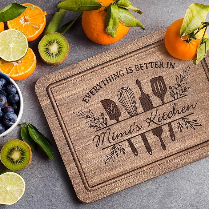 Mimi Gifts for Grandma, Premium Walnut Wood Cutting Board Gifts for Mimi, Mimi Birthday Gifts, Cool Kitchen Gifts for Mimi Grandma Grammy from Grandkids