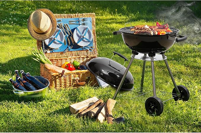 DOEWORKS Charcoal Grill 18” Original Kettle Round Barbecue Grill for Outdoor Picnic Backyard Camping