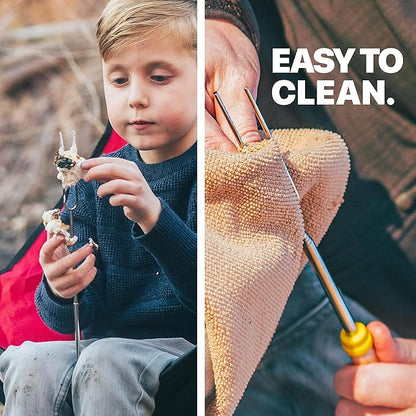 Grill Guru Smores Sticks for Fire Pit - Accessories for Campfire Marshmallow Roasting Sticks Smores Kit Outdoor-Smore Skewers Hot Dog Fork For Outside, Camping Essentials Bonfire Gear Long 32" 20 Pack