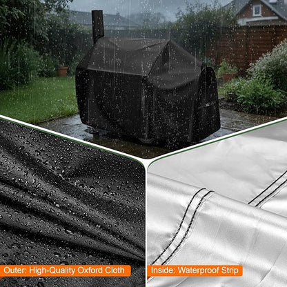 Charcoal Grills Cover for Oklahoma Joe's Highland Offset Smoker, Waterproof Outdoor Grill Cover BBQ Grill Cover Barbeque Grill Cover (Cover Only) - 60" L×34" W×48" H, Black