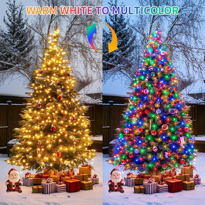 JMEXSUSS 500 LED Color Changing Christmas Lights Outdoor with Remote | 173ft Warm White & Multicolor String Lights, Waterproof Christmas Tree Lights Plug in for Party Christmas Indoor Decor