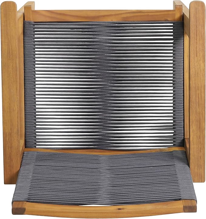 Christopher Knight Home Tracy Outdoor Acacia Wood Dining Chair with Rope Seating (Set of 2), Teak and Dark Gray