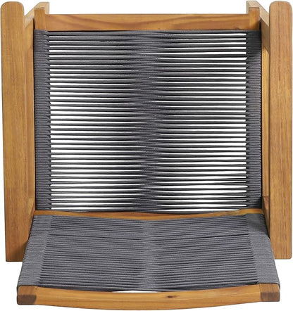 Christopher Knight Home Tracy Outdoor Acacia Wood Dining Chair with Rope Seating (Set of 2), Teak and Dark Gray
